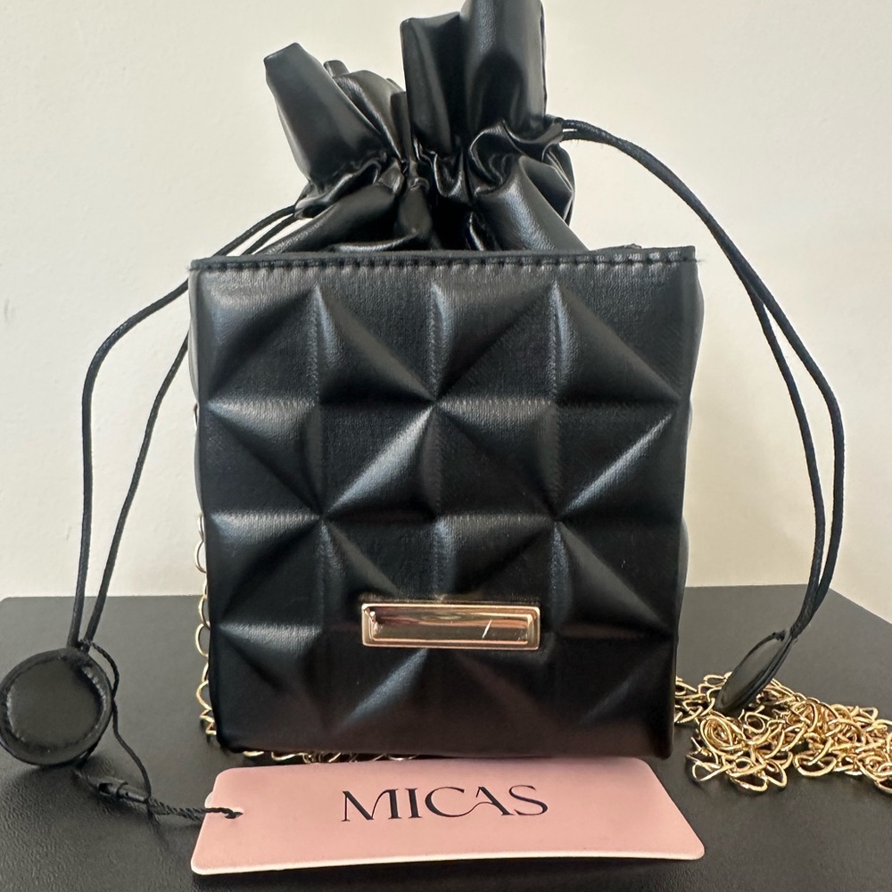 Black Quilted Mini Bag with Chain Strap
